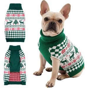 Christmas Dog Sweaters for Small, Medium, Large Dogs, Soft Cozy Warm Material for Winter Outdoor (Green, 2XL)