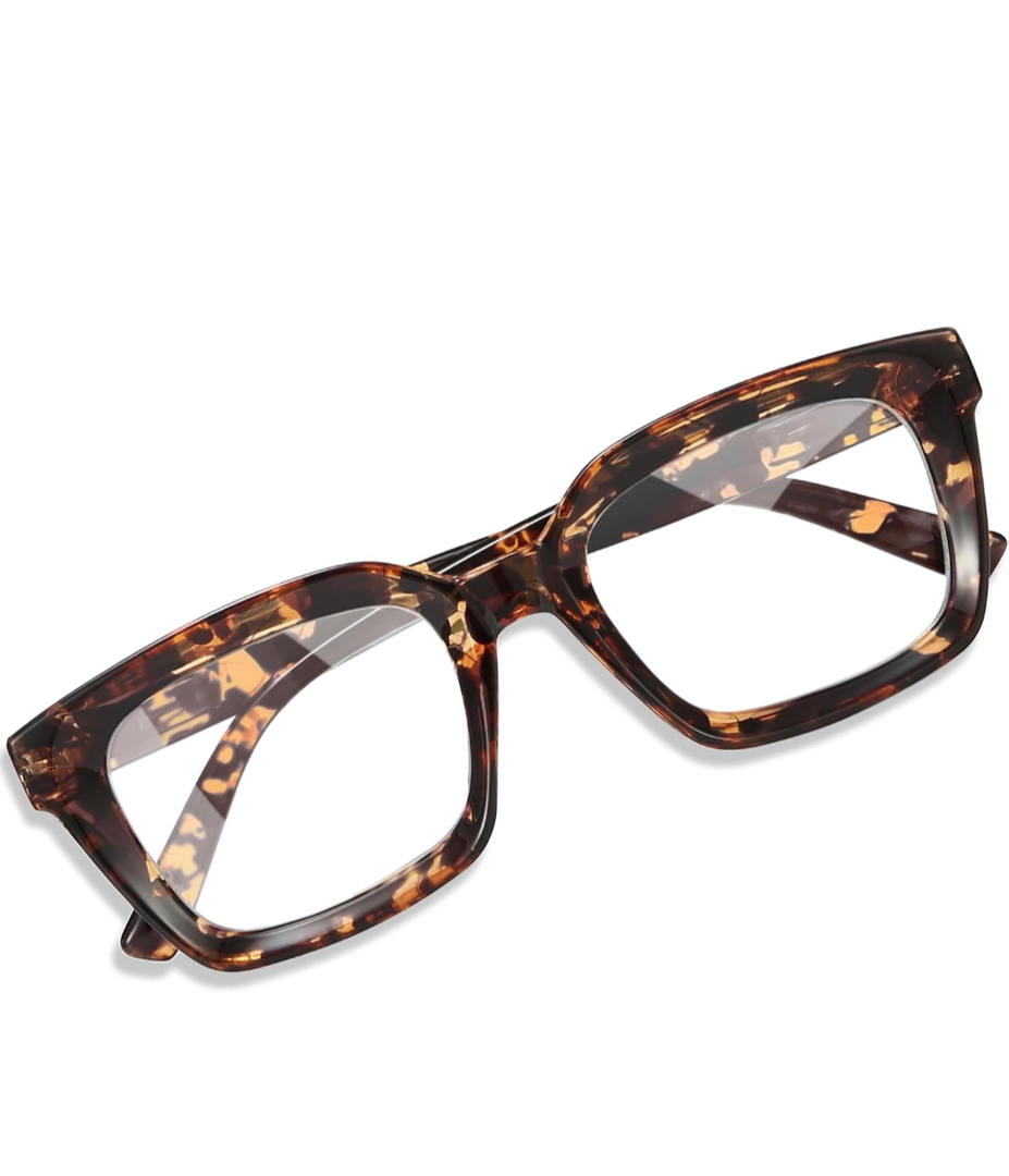 IBOANN Oversized Blue Light Glasses for Woman, Funky Fashion Glasses With Preppy Look, Eye Strain Computer Glasses