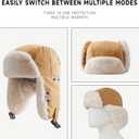 Harlang Trapper Hat with Faux Fur Lining, Ear Flaps, Adjustable Chin Strap (Black)