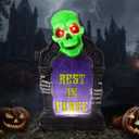 JOYIN Halloween Decorations Outdoor Graveyard Tombstone, Glow Skeleton Gravestone 16.5" 3D Plastic LED Tombstone Scary Haunted House Decor for Yard Garden Party Outside Lawn