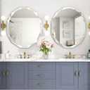 Bathroom Mirrors for Over Sink, Round Frameless Mirrors for Wall, 24x30 Inch Beveled Bathroom Mirror, Bathroom Vanity Circle Mirror for Bedroom Living Room Entryway Home Decor