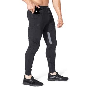 BROKIG Mens Gym Jogger Pants,Casual Slim Workout Sweatpants with Zipper Pockets Bodybuilding Athletic Pants (Medium, Black)