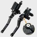 Universal Motorcycle 7/8" 22mm Handlebar Brake Master Cylinder Reservoir Adjustable Clutch and Brake Lever CNC Left & Right Set for Harley Honda Kawasaki Suzuki Yamaha (Black)