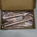 Rose Gold Buffet Party Serving Utensils Set 12 Pieces Copper Stainless Steel Flatware Silverware Set, Includes Serving Spoon Slotted Spoons Serving Forks Soup Ladle Serving Tongs Pie Server