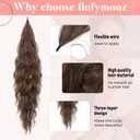 Flufymooz Ponytail Extension, Flexible Wrap Around Ponytail Hair Long Wavy Curly Hair Extensions Natural pony tail Synthetic Hairpiece for Women 32 Inch (Medium Chocolate Brown)