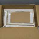 Famiware Serving Platter, Rectangular 15.67/14.1/12.6inch Serving Dishes for Entertaining, Dishwasher Safe, Stoneware Serving Trays for Party, Food, Turkey, Snack, Cheese, Reactive Glaze, Matte White