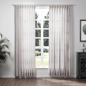 ChadMade Polyester Linen Blend Pinch Pleated Curtain Unlined Room Darkening Drape for Living Room Office Room Dining Room Sliding Glass Door, 52" W x 63" L, 1 Panel, Light Khaki, Tallis Collection 1Pcs