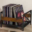 Vinyl Record Storage Holder, Metal & Wooden Record Crates with Divider, Holds up to 50-100 Records, Vinyl Storage Album Storage Rack for Books,Files
