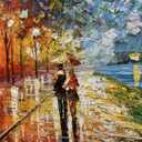 Alenoss Abstract Canvas Paintings 3D Modern Oil Paintings on Canvas 28x40 Inches Contemporary Colorful Wall Art Romantic Couples Blue Artwork for Home Decorations