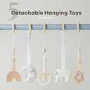 Comfy Cubs Wooden Baby Play Gym - Natural Finish Pinewood Baby Activity Gym with 5 Sensory Hanging Toys - Easy No-Tool Assembly, Safe and Durable for Infant Motor and Visual Development - Pacific Blue
