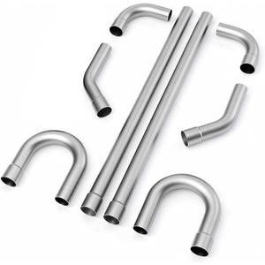 Neoaider Universal 2.25'' Custom Exhaust Kit, 8Pcs | 18 Gauge Mild Steel DIY Custom Exhaust Tubing Pipe, Straight Pipe & Mandrel Bend Pipe Kit