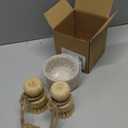 SUBEKYU Bamboo Dish Brush Set with Soap Holder, Wooden Dish Scrubber with Soap Dispenser, Natural Kitchen Scrub Brush, Washing Pot/Pans/Cast Iron, 2 Pack, Sisal Bristles