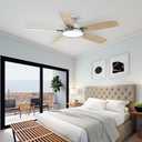 TALOYA 52 inch Ceiling Fans with Lights,Remote Control Multifunctional Quiet Fan with Three Color Temperature and Dimmable Light with Reversible Blades White/Natural