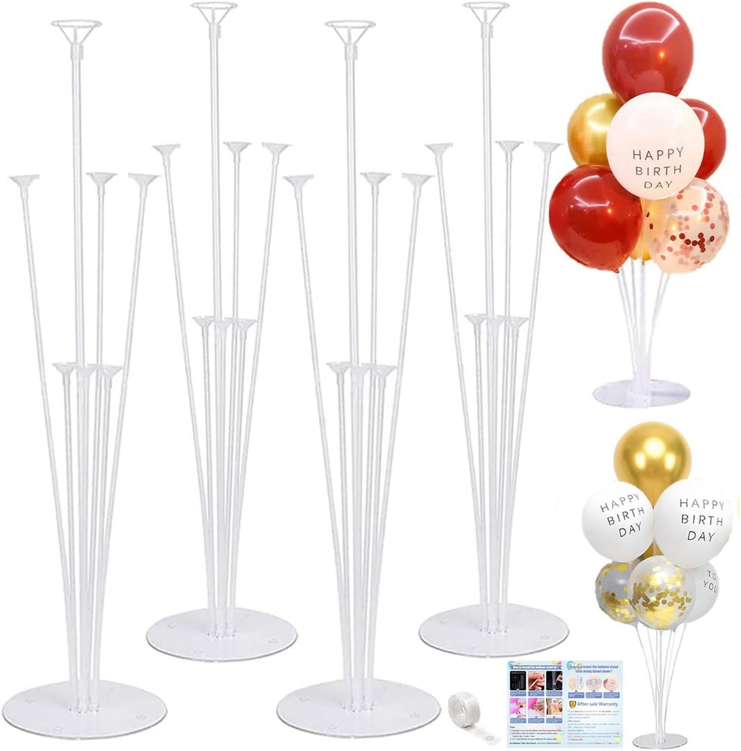 4 Sets Balloon Stand Kits, Balloon Sticks Holder with Base for Table Baby Shower Gender Reveal Graduation Birthday Wedding Anniversary Party Decorations
