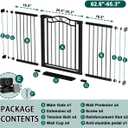 Fairy Baby 62.6"-65.3" Extra Wide Baby Gate with Door, 63 64 65 Inches Walk THR Baby Gates for Stairs Pressure Mounted no Drill, Indoor Tension Metal Child Pet Dog Safety Gate for Kids, Black