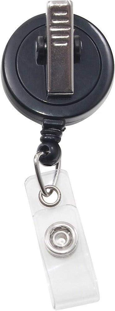 ADVANTUS Swivel-Back Clip-On Retractable ID Reels with Badge Holders, 30-Inch Cord, Pack of 12, Black (75548)