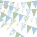 Pasimy 5 Pcs One Silly Goose Birthday Party Decorations Blue Green Gingham Print Pennant Banners Funny Geese Triangle Bunting Banners for Farm Animal Baby Shower First Birthday Party Decorations