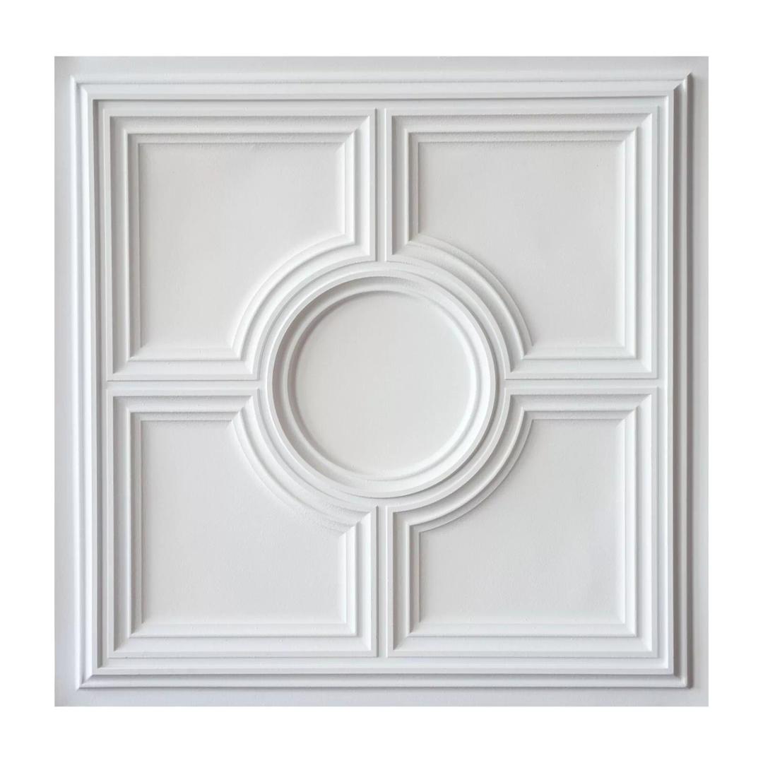 Old Fashioned Ceiling Tiles Decor Wall Panels 24"x24" PVC PL37 white matte 10pcs