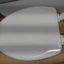 Mayfair Linden Slow Close Toilet Seat, Non Slip Heavy Duty Wood, Easy Install, Elongated, White