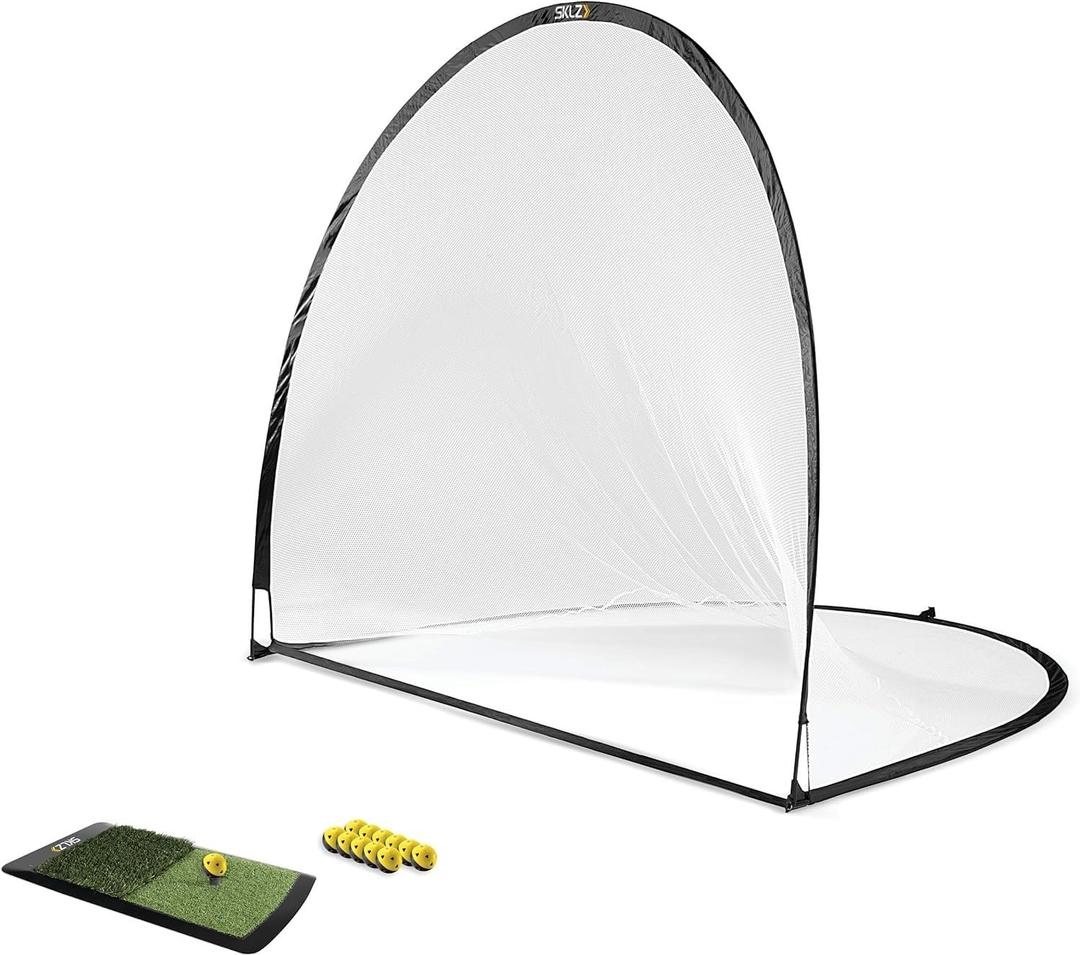 SKLZ Home Golf Driving Range Kit with Net, Golf Balls, Launch Pad, and Tees