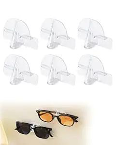 JoyHuaTrade 6 PCS Eyeglasses Holder Wall Mounted, Clear Hanging Sunglasses Organizer Storage with Self-Adhesive Sticker Drill-free Glasses Display Stand for Entryway Bathroom Bedroom Office Door Wall