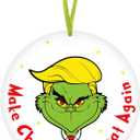 3 x Funny Christmas Ornaments, Make Christmas Great Again Ceramic Ornaments, Cute Christmas Tree Home Wall Mantel Hanging Decor, Holiday Party Decor Supplies, White Elephant Gifts for Friends Coworkers