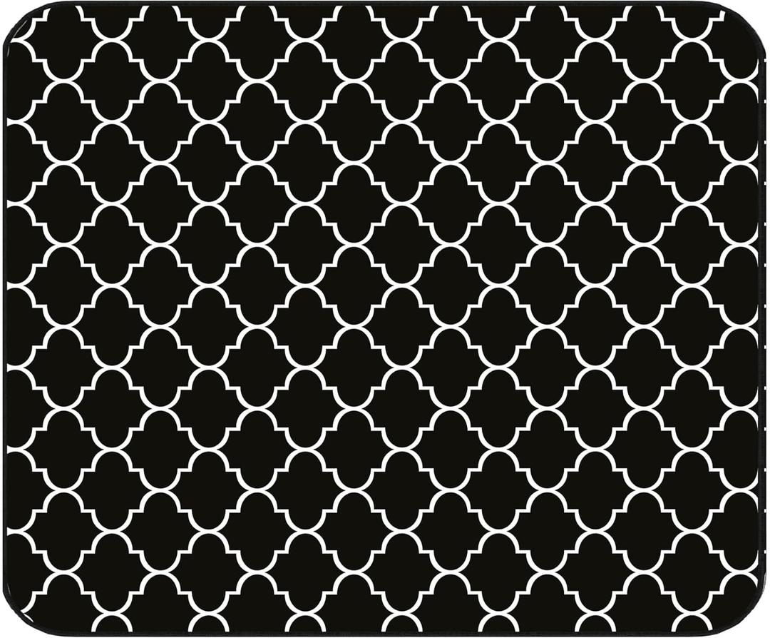 Dish Drying Mat - Ultra Absorbent Dish Drying Mats - Machine Washable and Super Fast Drying - Practical Solution for Efficiently Drying Dishes - 15,7 by 19,6 Inches (Black Moroccan)