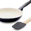 GreenPan Rio Healthy Ceramic Nonstick 8" Frying Pan Skillet and Silicone Spatula Set, Soft Grip Handle, Breaktfast Meal Set, PFAS-Free, Dishwasher Safe, Oven Safe, Black
