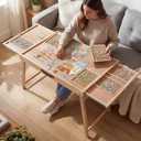 Puzzle Table with Legs & 2 Drawers & 6 Sorting Trays & Cover, 71.12 cm x 10.16 cm x 92.71 cm