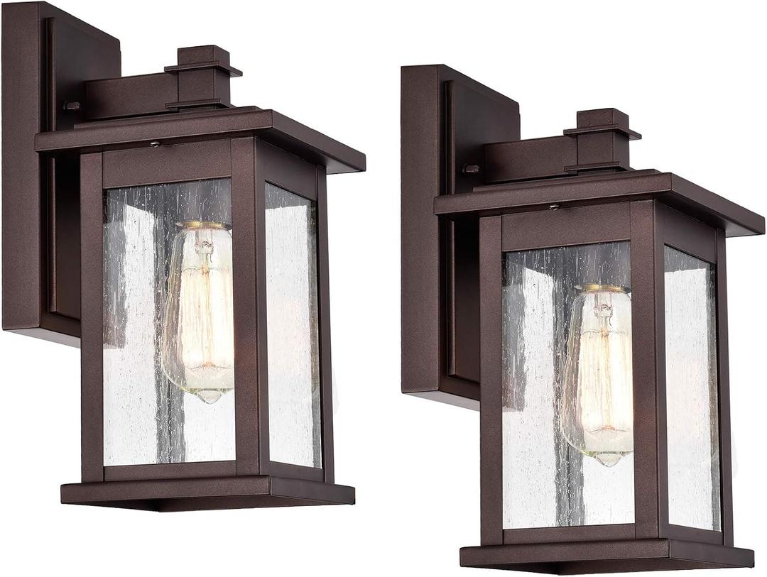 MICSIU 2-Pack Bronze Outdoor Wall Light, 12.25" Anti-Rust Sconce, No Assembly Required, 100W Max Exterior Fixture for Front Door, Garage, Patio, Yard, Deck, 2 Pack H12" Standard