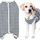Dogs Recovery Suit Post Surgery Shirt for Female Male Dog, E-Collar Alternative Wound Protective Clothes (Navy white-2XL)