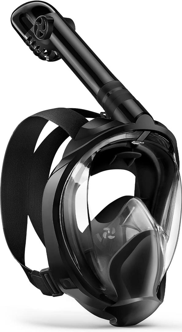 Zenoplige Full Face Snorkel Mask Adults,Dry-Top Snorkeling Gear with Camera Mount,Foldable 180-Degree Panoramic Scuba Mask for Snorkeling Diving Swimming Travel,Snorkel Mask Anti-Fog & Anti-Leak (Large/X-Large, Black)