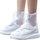 Rain Shoe Covers Waterproof for Men Women Shoe Boots Galoshes Protectors with Zipper Not-Slip Reusable Overshoes for Hiking Climbing Camping Cycling Rainy Day (XX-Large, White)