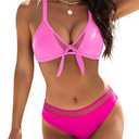 Blooming Jelly Women 2 Piece Bikini Set Sexy Mesh Swimsuit Bathing Suit Cheeky Swim Suits Swimwear 2025(S,Hot Pink)