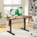 Marsail 48 x 30 Electric Standing Desk with One-Piece Desktop, Sit Stand Desk with Thickened Tabletop, Height Adjustable Stand Up Desk with Cable Management for Home Office(Frame+Desktop, 2 Packages)
