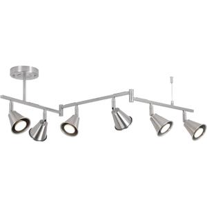 SEEBLEN 6-Light Modern Track Lighting Fixtures Ceiling, Flexible Foldable Arm and Rotatable Light Head,Nickel Kitchen Track Lighting for Kitchen Islands, Dining Rooms, Bars, Closets, Workbenches.