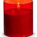 Raz Imports Holiday Candles 2023 3.5" X 4" Red Glass Ivory Pillar Candle