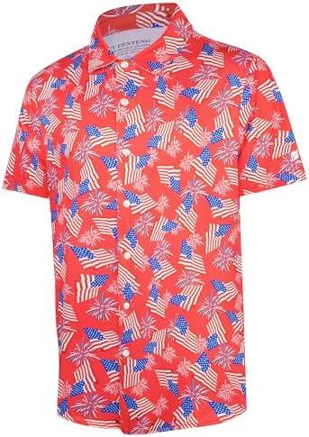 FT FENTENG Mens Hawaiian Shirts Regular Fit Short Sleeve Casual Button Down Summer Tropical Beach Shirts, 3XL