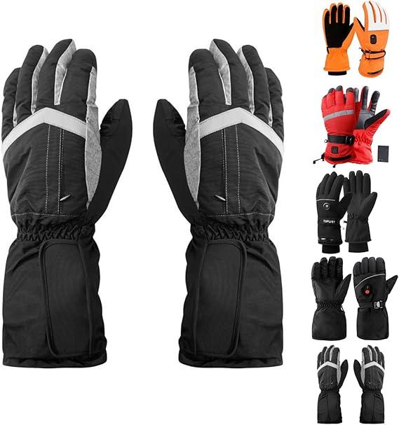 Bacrelax Heated Gloves for Men Women Rechargeable Heated Ski Gloves Touchscreen Thermal Outdoor Hiking Winter Warm Glove, M, Black