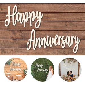 Happy Anniversary Banner Decorations- Wooden Happy Anniversary Sign for Party Decor Backdrop, Men Women 50th Birthday Decoration, 20th/25th/50th Wedding Anniversary Decoration