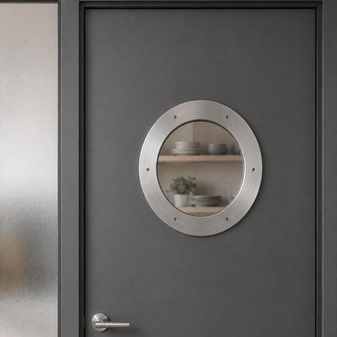 Deep Flange Nickel Premium Aluminum Premium Nautical Porthole Window With A Transparent Glass | Kitchen Home Decor Porthole Window | Nagina International (Nickel, 14 Inches)