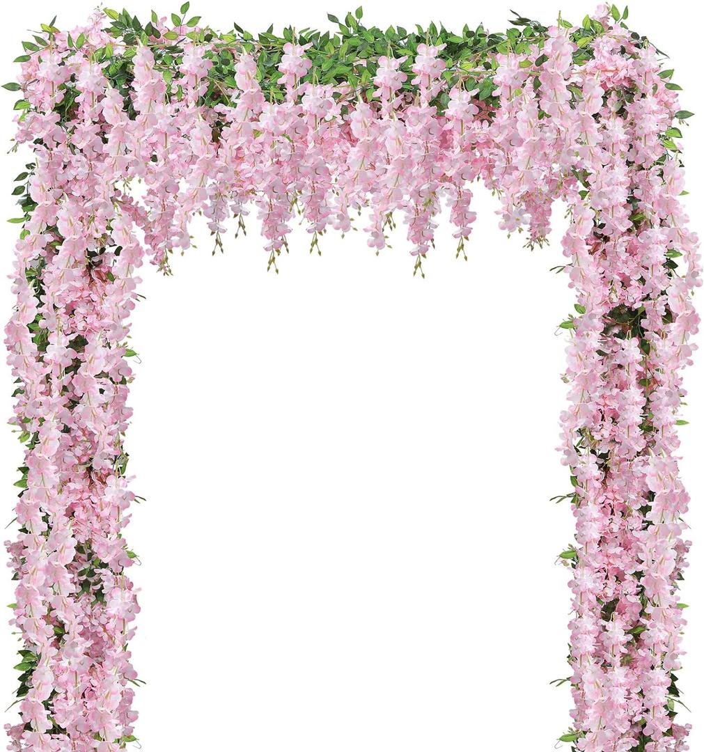 U'Artlines 5Pcs 7.2 Ft/Piece Artificial Wisteria Garland Silk Fake Pink Wisteria Flowers Hanging Greenery Vines Garlands Rattan for Home Garden Wedding Arch Party Indoor Outdoor Decor U'Artlines 5Pcs 7.2 Ft/Piece Artificial Wisteria Garland Silk Fake Pink Wisteria Flowers Hanging Greenery Vines Garlands Rattan for Home Garden Wedding Arch Party Indoor Outdoor Decor