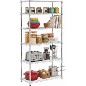 Honey-Can-Do 5-Tier Heavy Duty Adjustable Shelving Unit, 350-lb Per Shelf Metal Storage Rack, Chrome Wire Shelf for Garage Kitchen Basement Pantry, 36 x 16 x 72 in