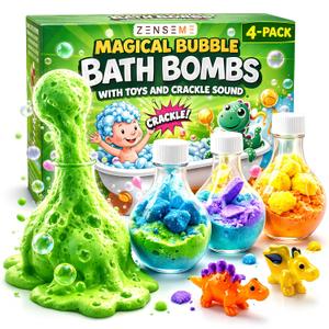Bath Bombs for Boys with Mini Toy Ducks Inside  Kids Bath Bombs Powder - Bubble Bath for Kids  Bathtime Experiment Kit Mix - Blast of Foam & Colour Surprise  Gift Set of 4