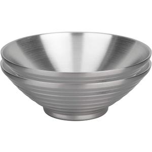 IMEEA Soup Bowls Ramen Bowls SUS304 Stainless Steel Bowl Double Walled Serving Bowl for Udon Soba Pho 9.5-Inch (2-Piece)