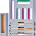 Calmbee Storage Bag Organizer, Foil and plastic Wrap Organizer with Cutter, Kitchen Organizers and Storage Compatible with Gallon, Quart, Sandwich, Snack Bags and 12" Aluminum Foil & Wax Paper, Grey