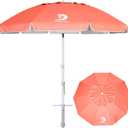 AMMSUN 8 Feet Large Beach Umbrella with Sand Anchor Heavy Duty High Wind Portable Outdoor Umbrellas UV 50+ Protection Air Vent Tilt Patio Garden Pool (Red)