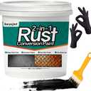 2-In-1 Rust Converter & Metal Primer, 70.5 Oz Rust Remover Paint for Metal,Rust Conversion Paint, Anti-Rust Inhibitor Hardener, for Rusty Metal/Trailer/Chassis/Frame(Black)