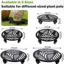 4 Packs Metal Plant Caddy with Wheels 13 inches Heavy-Duty Iron Rolling Plant Stand with Casters Indoor Outdoor Wheeled Plant Roller Base Pot Movers Plant Dolly Coaster Trolley Black