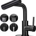 Bathroom Sink Faucet with 4 Mode Pull Down Sprayer, Matte Black Single Handle Pull Out Faucet with Pop-Up Drain, 1 or 3 Hole Laundry Bar Basin Faucet with Deck Plate